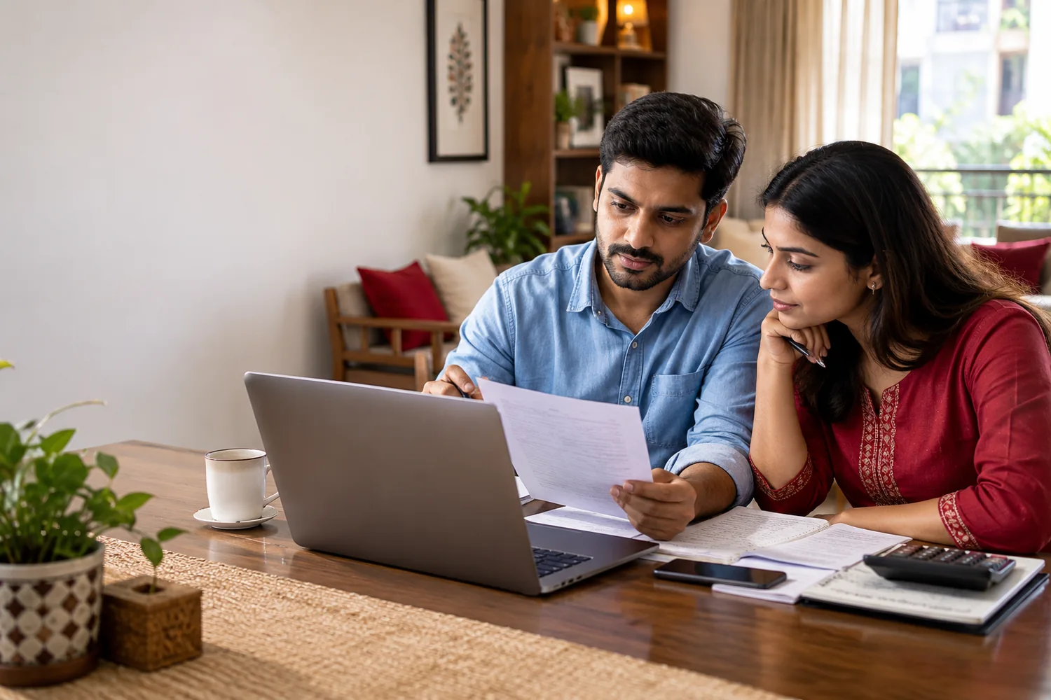 A couple reviewing their financial plans together